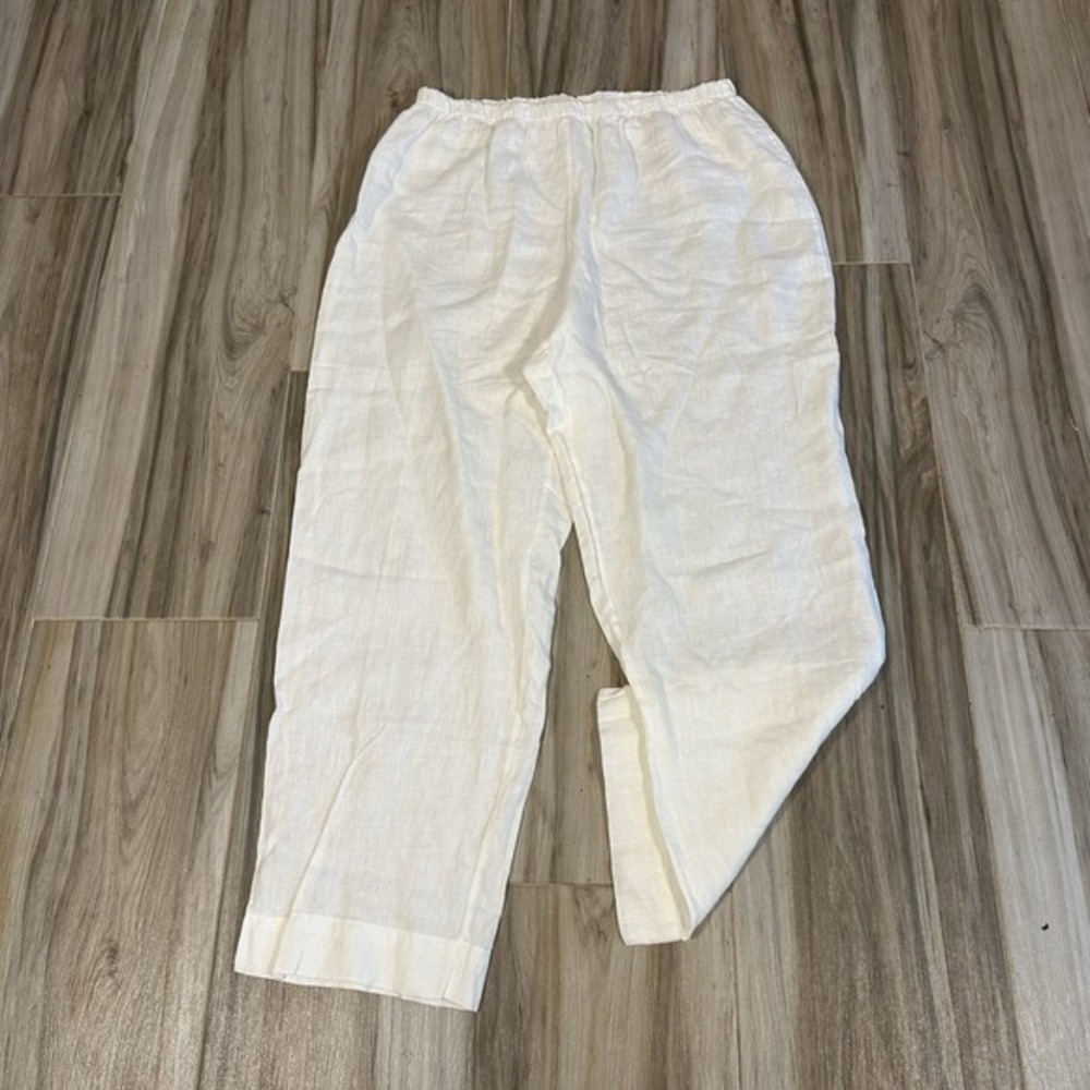 Bryn‎ Walker  Pants Womens XL Ivory Linen Lagenlook Coastal Minimal Beach Ankle
